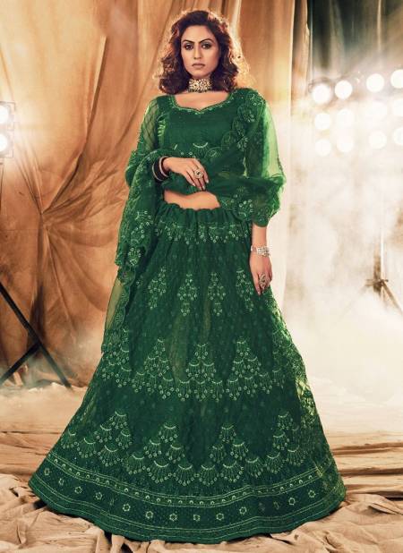 Green Colour Senhora Sanskruti New Latest Designer Wedding Wear Bridal Lehenga Choli Collection 2015